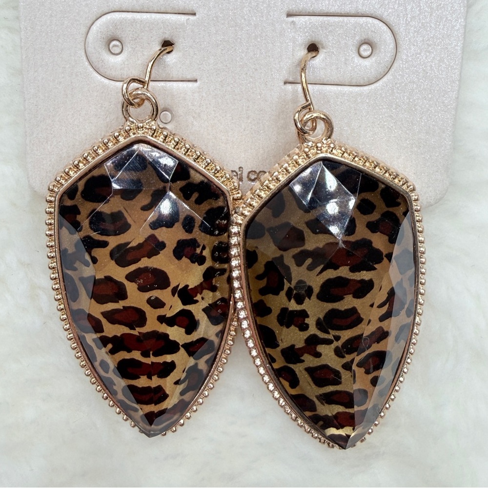 🚨3 for $15🚨 Wild Patterned Gold-Edged Earrings - Picture 2 of 4